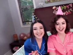 Surprise cock at busty Leanas birthday party