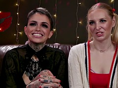 Tattooed lesbian domination whipping blindfolded girlfriends feet after casting