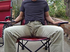 Pissing in khaki pants and eating my own cum