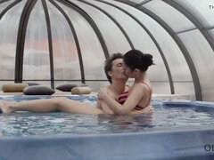 Angie Moon gets hot and steamy in a steamy jacuzzi session with her boyfriend