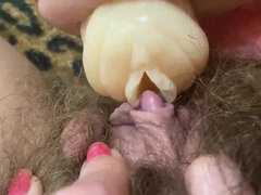 Huge Clit Orgasm Hairy Cunt Closeup Big Clit Suckin60fps - Spic