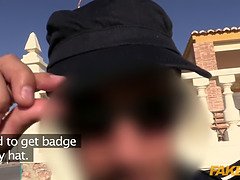 Policeman has outdoor anal sex with Italian slut