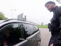 Leanne Lace gets caught stealing a car by security guards and fucked hard