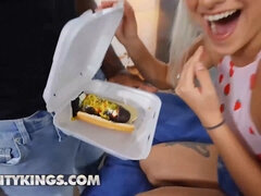 Sexy (Indica Monroe) Rates Some Wiener Hot Dogs Until She Finds The Right One To Ride On