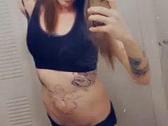 Cute trans takes off her satin pajamas to show her small penis