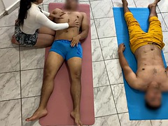 Couple massage with a happy ending. Girlfriend exchange between friends who have changed partners