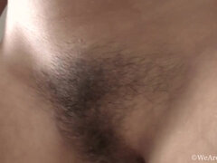 Tight Hairy Pussy Closeup - Mary K - Blue Top Brown Pants solo