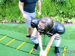 Football coach fucks Britney Amber outdoors during training