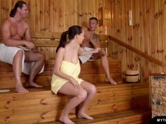 Big Natural Boobs 18-Years-Old Lucie Wilde Threesome Orgy In Sauna