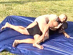 Amazon Nikki Takes On spycam in a warmed #mixed #wrestling match! - total