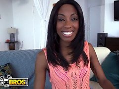 Adriana Malao's petite frame gets stretched by a big black cock in BANGBROS