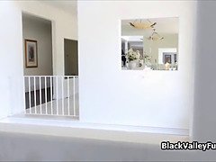 Black teen bouncing on Dean's lucky white cock