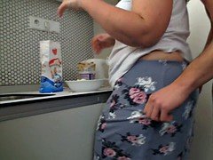 Hot sex at the kitchen with bigtitted fatty
