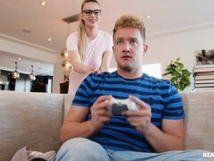 Girls Game Sneaky Sex - Hot Blonde Nerd Cucks Gamer Girlfriend - Heather Honey