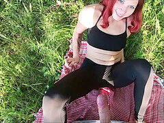 Redhair hottie does footjob in sports leggings.jenny-young.net
