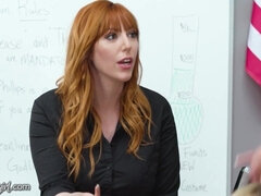 Your Teacher Should Give Me A Detention - Rimming lesbian threesome with redhead Kendra Sunderland