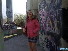 A beautiful woman with a model looking figure gives and outdoor blowjob before fucking