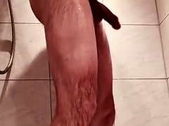 Shower my hairy body and clean my big cock and hairy ass for sex