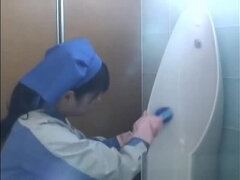 Asian toilet attendant cleans wrong part1