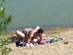 Playa, Pareja, Alemán, Sexo duro, Adolescente, Voyeur