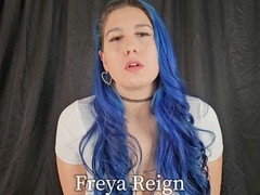 Whispered risqué jerk off instructions and cum eating demand from a blue-haired mistress