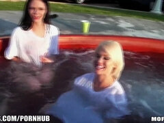 Asphyxia Noir, Angelina Black & friends get wild in a hot tub orgy with cumshots galore!