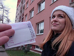 Public Agent Russian redhead takes cash for romp