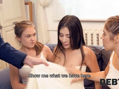 Maya and her friends can't resist debt collector's skills in hot group sex orgy