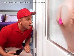 Chubby wife fucks by delivery guy