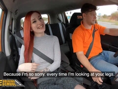 Tattooed British babe with Pierced Tits gets her pussy and tits fisted and ripped in fake driving school