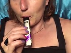 I jerk off my clit piercing after I blow vape smoke in your face. But I kept getting interrupted!