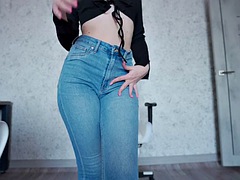 I cum on my jeans and play with sperm