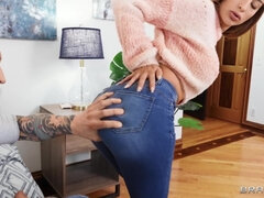 Baben, Avsugning, Jeans, Latina, Slick, Milf, Älskarinna, Fitta