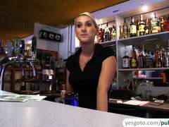 Beautiful bar girl gets laid after being paid with cash