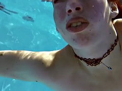 Bikini, Elastyczny, Hardcore, Basen, Publiczny, Solo, Cycki, Podwodny