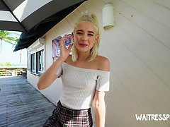 Jessie Saint BBQ waitress steps away to fuck a customer