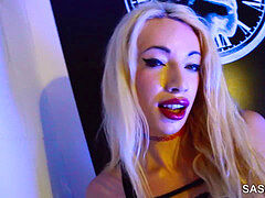 TS Gloryhole Fantasy - Sasha de Sade sissy bimbo slut gargling & gasping bbc