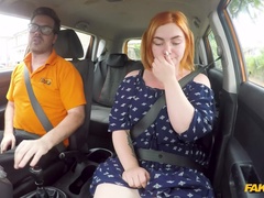 Fake Driving School (FakeHub): Voluptuous redhead fucks in car