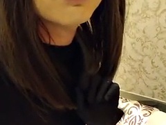 Japanese crossdressers masturbate in morphsuit