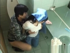 Asian toilet attendant cleans wrong part2
