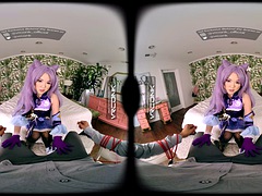 VR Conk Genshin Impact Keqing A sexy Teen Cosplay Parody with Lulu Chu In VR Porn