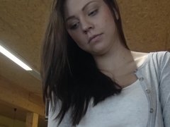 Brunette face-drilled by pickup artist who pays her for adultery