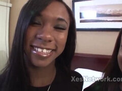 2 Hot Ebony Teens Fuck in Wild 2-on-1 Threesome