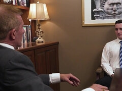 DILF with a big cock is examining the religious fella