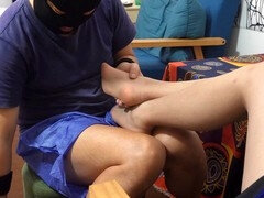 Azijci, Stopala, Footjob, Pete, Masaža, Hlačne nogavice, Spandex, Dokolenke