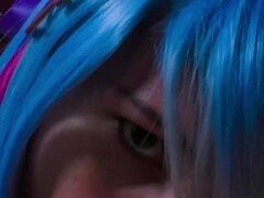 Rem Cosplayer Gives Deepthroat Blowjob and Gets Licked in POV Until She Cums