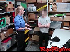 Watch this naughty teen thief get punished by mall cop in HD reality video