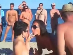 Great public orgy at the beach of Spain