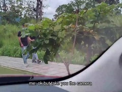 Martina was challenge to give her panty with squirt to stranger guys