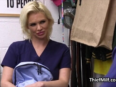 Humping thief big tit nurse from behind in the backroom